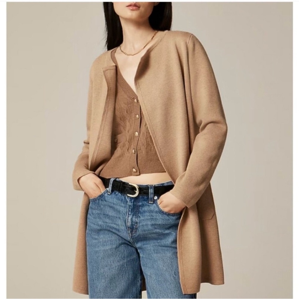 J. Crew Tan Juliette Longline Cardigan Sweater, XS